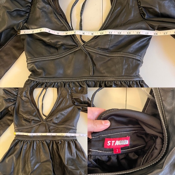 STAUD Black Faux Leather Luna Top - Picture 14 of 15